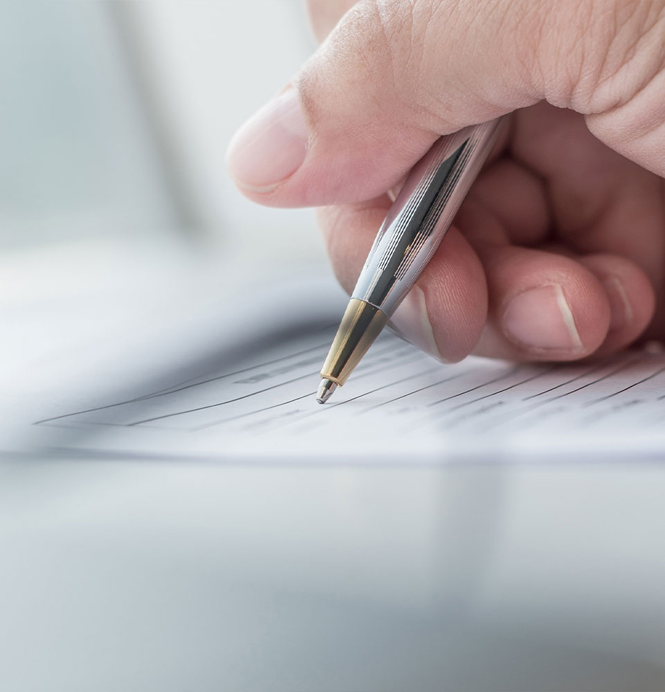 form being written out